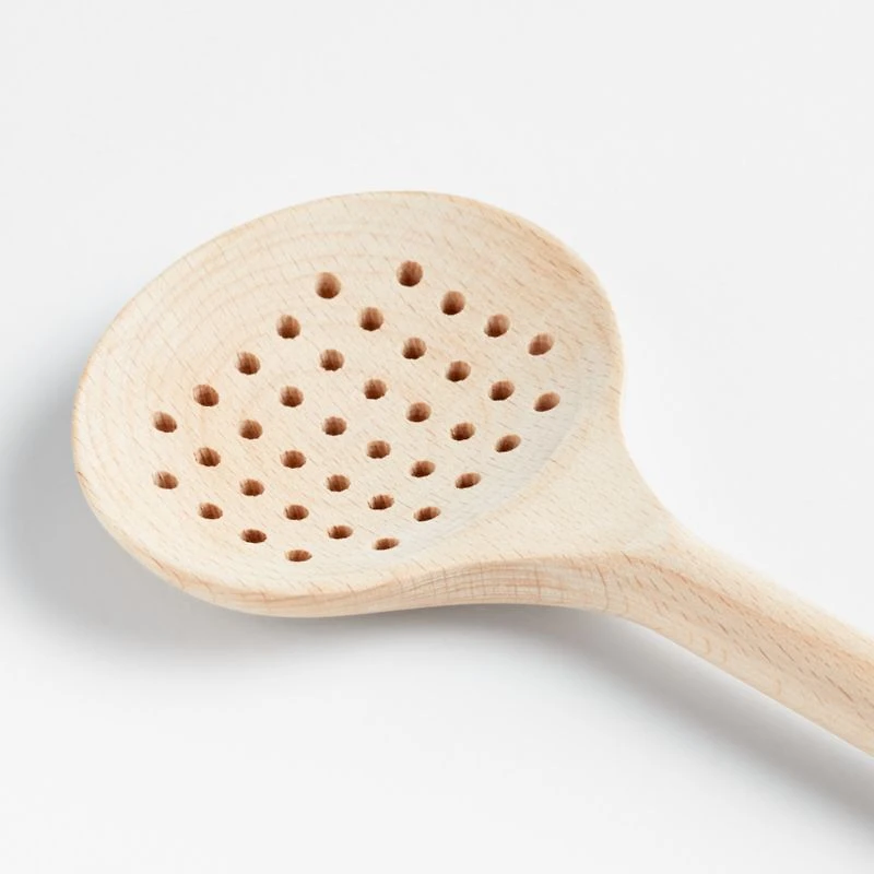 Crate & Barrel Beechwood Slotted Spoon