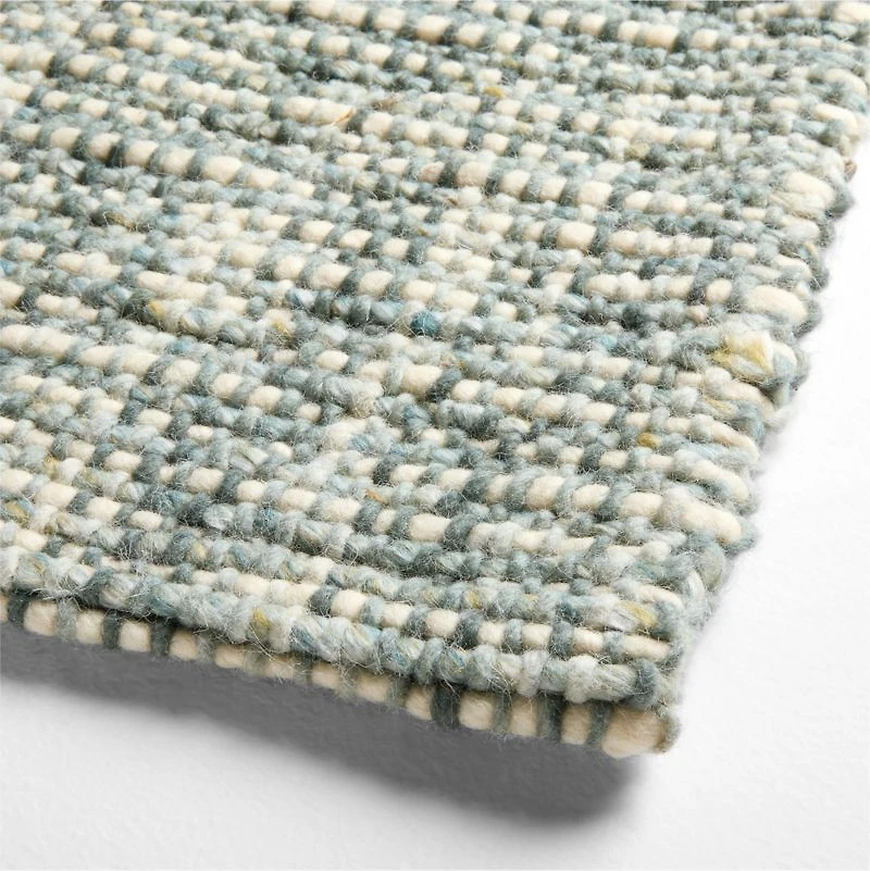 Belfast Performance Wool Blend Handwoven Blue Rug Swatch 12"x18"