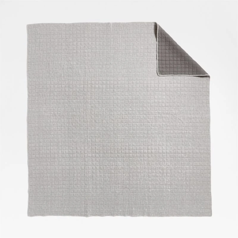 Grey Belgian Flax Linen Quilt Full/Queen