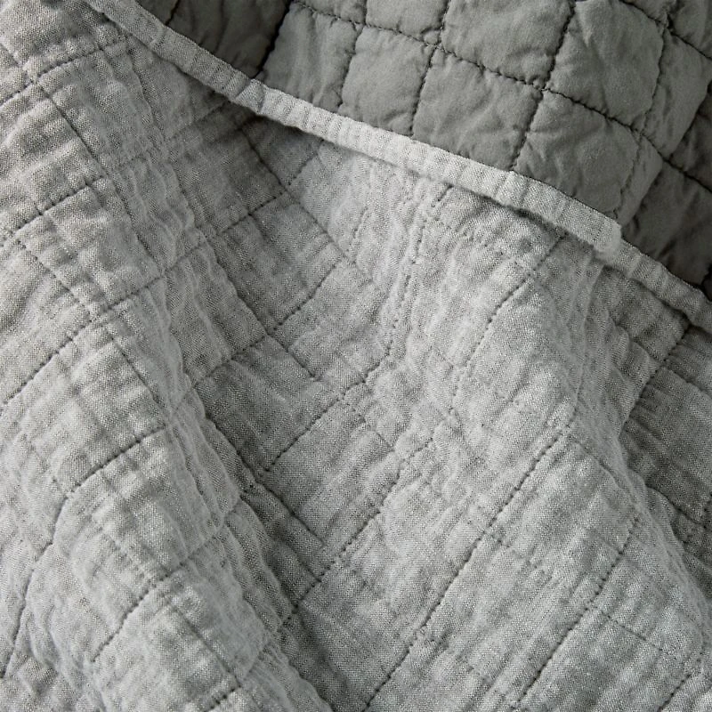 Grey Belgian Flax Linen Quilt Full/Queen