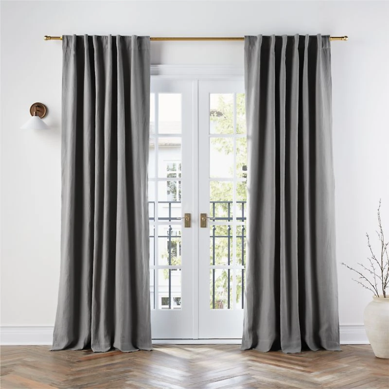 Pebble Grey EUROPEAN FLAX ™-Certified Linen Blackout Window Curtain Panel 52"x108"