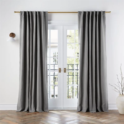 Pebble Grey EUROPEAN FLAX ™-Certified Linen Blackout Window Curtain Panel 52"x108"