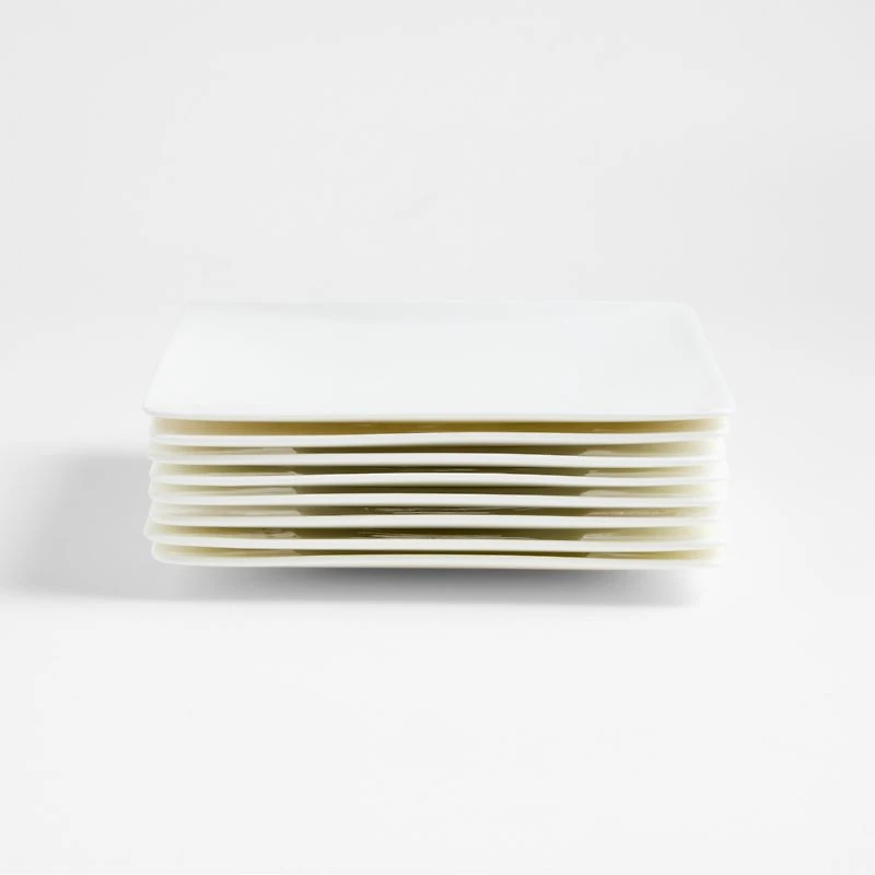 Bennett White Bone China Square Salad Plates, Set of 8