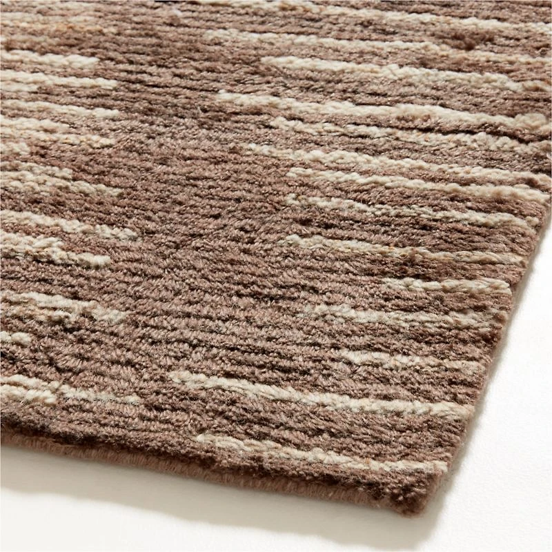Berlin Wool-Blend Hand-Knotted Brown Area Rug 6'x9'