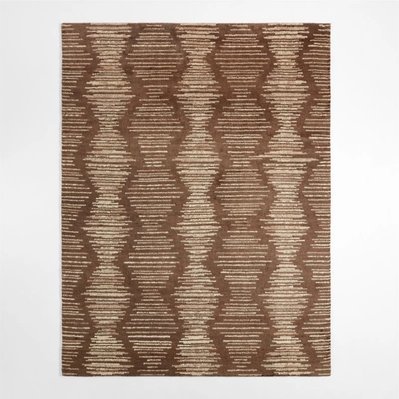 Berlin Wool-Blend Hand-Knotted Brown Area Rug 6'x9'