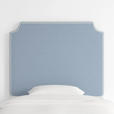Bevel Blue with White Piping Twin Wall-Mounted Headboard