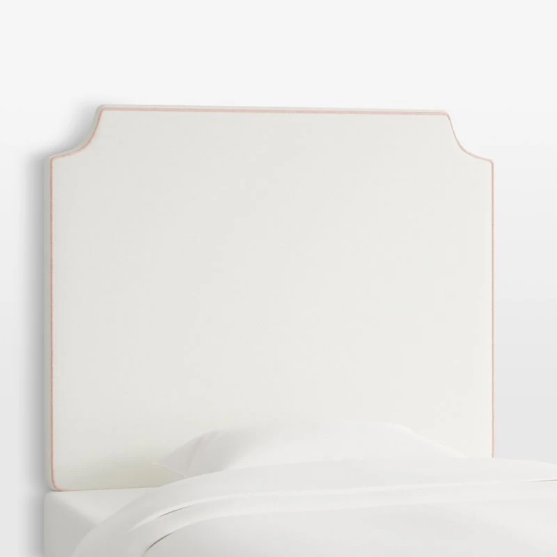 Bevel White with Pink Piping Twin Wall-Mounted Headboard