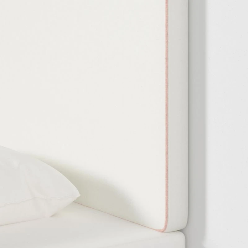 Bevel White with Pink Piping Twin Wall-Mounted Headboard