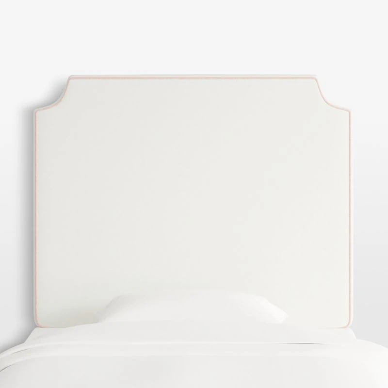 Bevel White with Pink Piping Twin Wall-Mounted Headboard