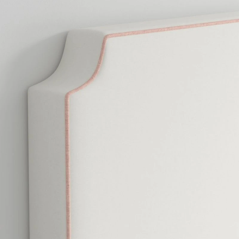 Bevel White with Pink Piping Twin Wall-Mounted Headboard
