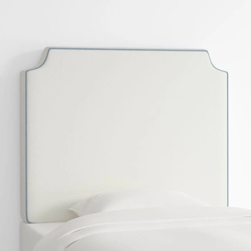 Bevel White with Blue Piping Twin Charging Wall-Mounted Headboard