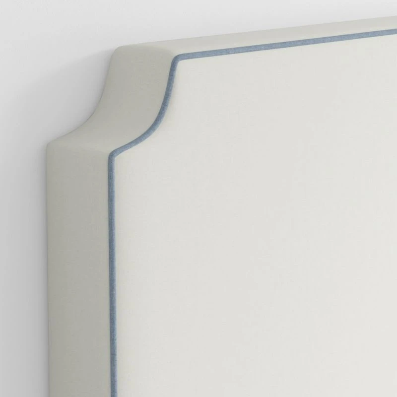 Bevel White with Blue Piping Twin Charging Wall-Mounted Headboard