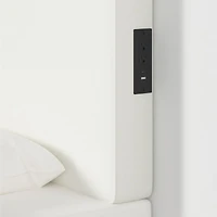Bevel White with Piping Twin Charging Wall-Mounted Headboard