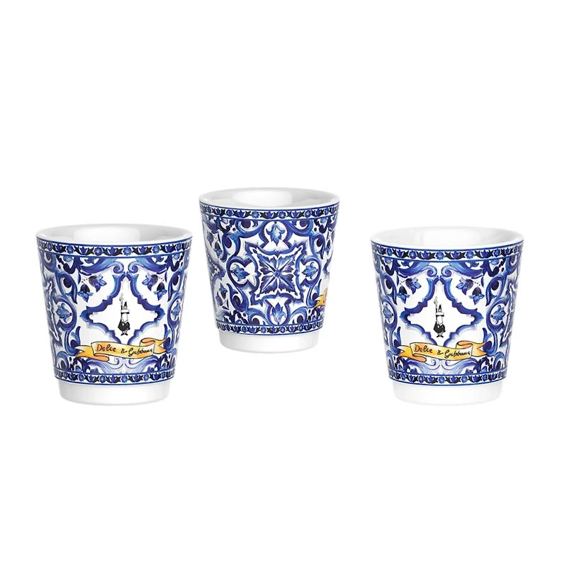 Bialetti Moka Dolce & Gabbana Blu Mediterraneo 3-Cup + 3 Espresso Cups & Stirrers Gift Set