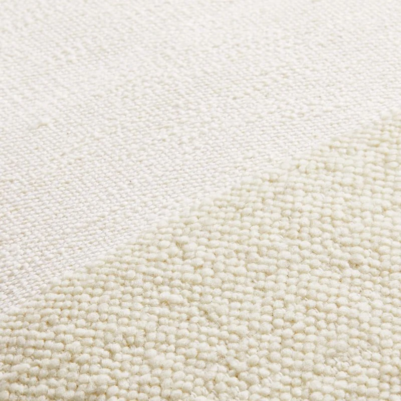 Biella Wool-Cotton Blend Textured 23"x23" Arctic Ivory Throw Pillow Cover with Feather Insert