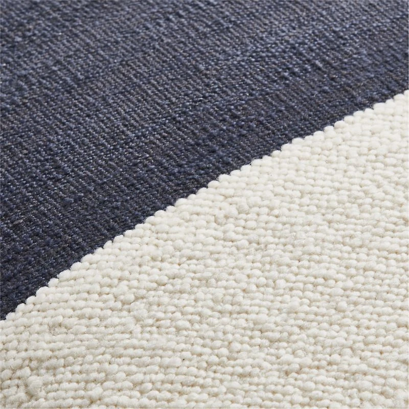 Biella Wool-Cotton Blend Textured 23"x23" Deep Indigo Blue Throw Pillow Cover