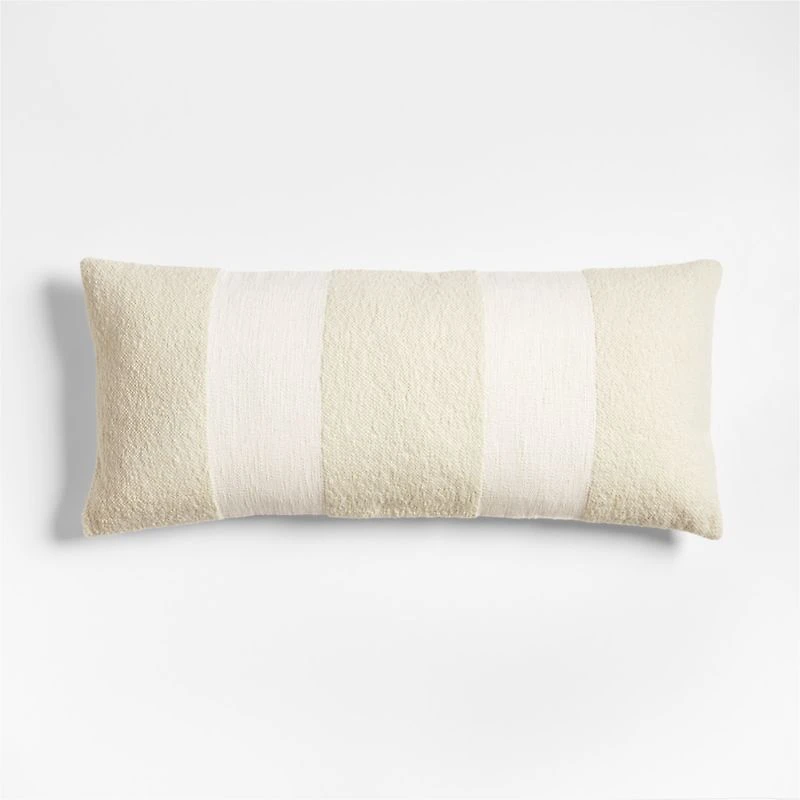 Biella Wool-Cotton Blend Textured 36x16 Arctic Ivory Throw Pillow Cover