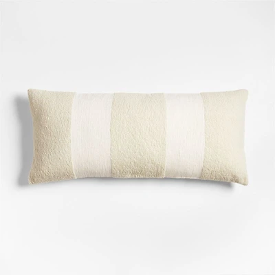 Biella Wool-Cotton Blend Textured 36x16 Arctic Ivory Throw Pillow Cover