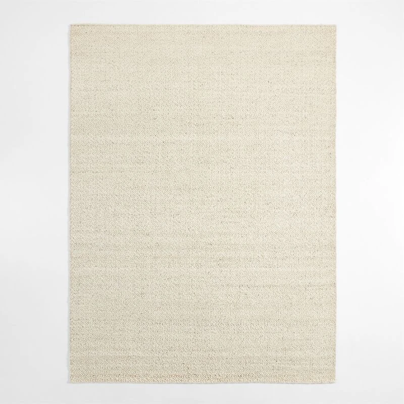 Big Sur Wool Handwoven Ivory White Area Rug 6'x9'