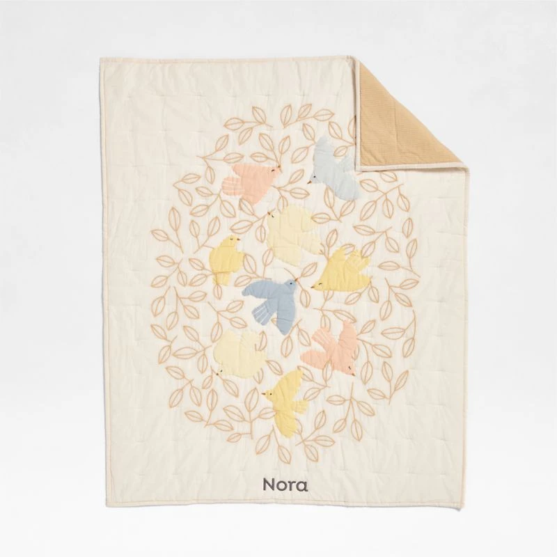 Birdie Blossoms Organic Cotton Baby Crib Quilt