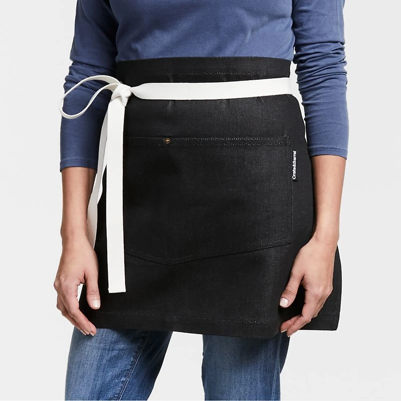 Bistro Black Organic Cotton Half Apron