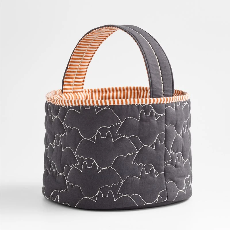 Black Bat Halloween Kids Treat Bag by Joan Anderson
