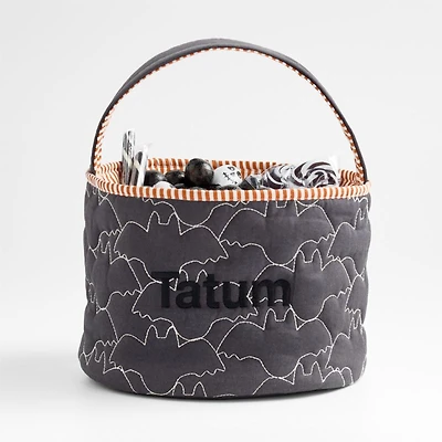 Black Bat Halloween Kids Treat Bag by Joan Anderson