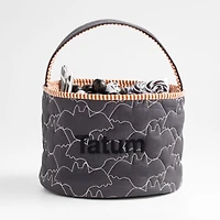 Black Bat Halloween Kids Treat Bag by Joan Anderson