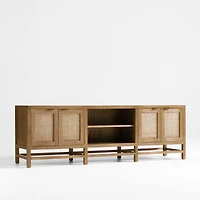 Blake 85" Light Brown Teak and Rattan Storage Media Console