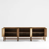 Blake 85" Light Brown Teak and Rattan Storage Media Console