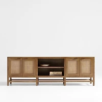 Blake 85" Light Brown Teak and Rattan Storage Media Console