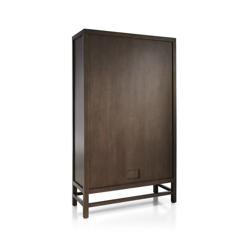 Blake Dark Brown and Rattan 2-Door Storage Cabinet