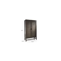 Blake Dark Brown and Rattan 2-Door Storage Cabinet