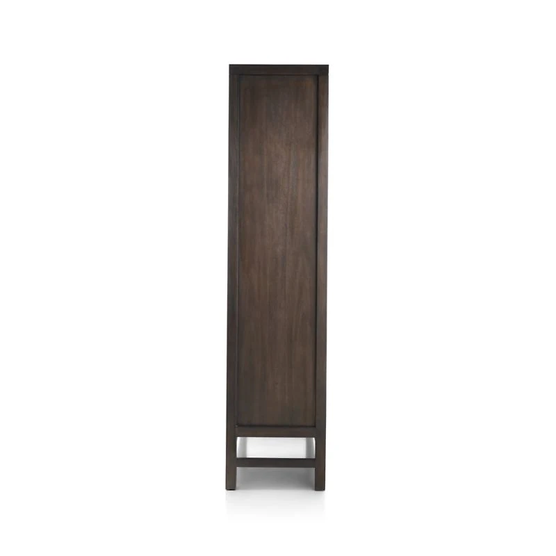 Blake Dark Brown and Rattan 2-Door Storage Cabinet