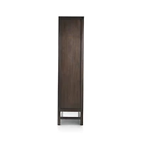 Blake Dark Brown and Rattan 2-Door Storage Cabinet