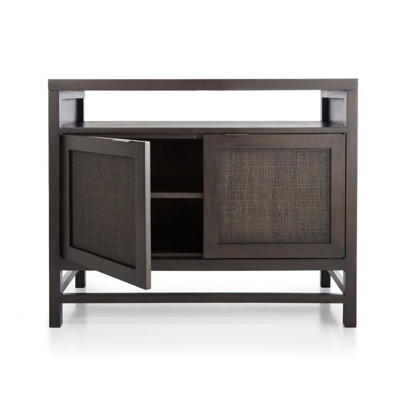 Blake 42" Dark Brown and Rattan Storage Media Console