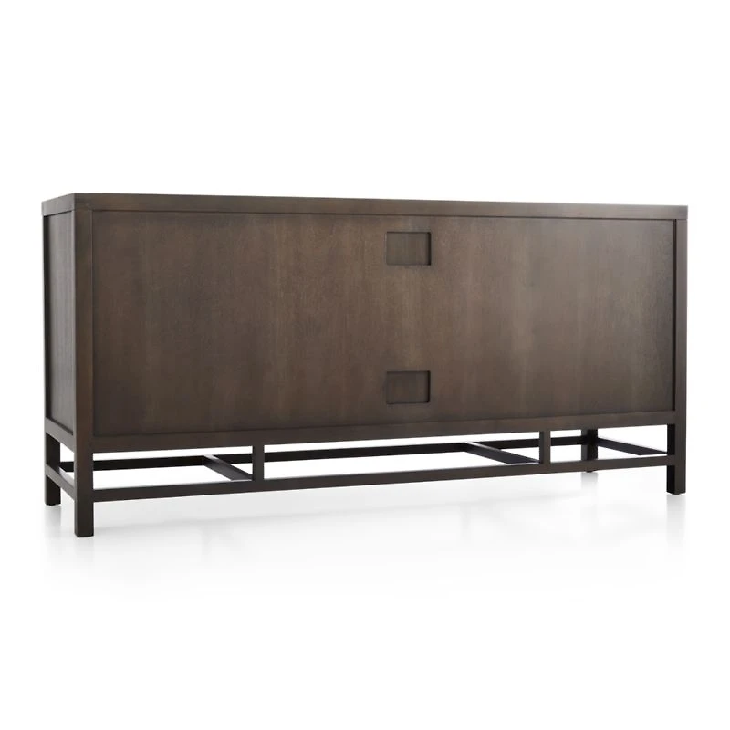 Blake 68" Dark Brown and Rattan Storage Media Console