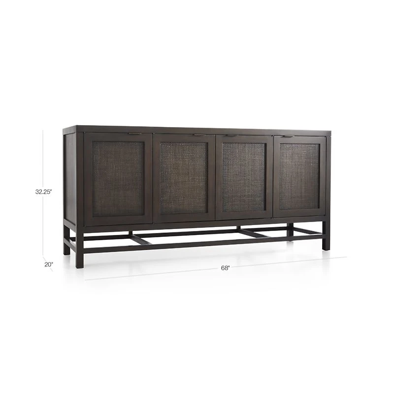 Blake 68" Dark Brown and Rattan Storage Media Console
