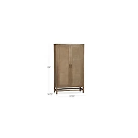 Blake 37" Light Brown Teak and Rattan 2-Door Storage Cabinet