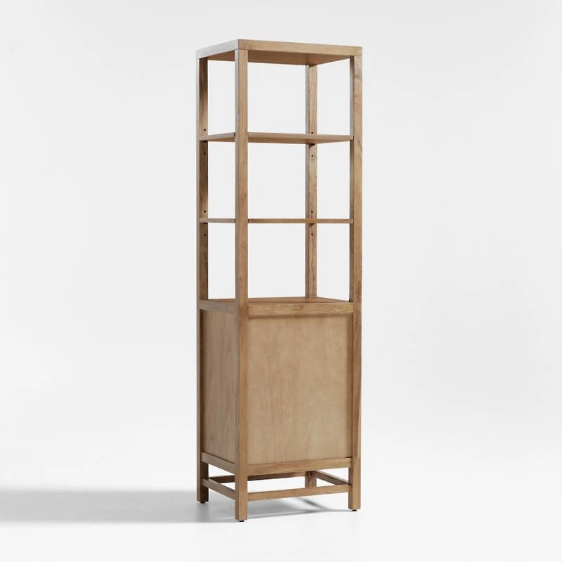 Blake 22" Light Brown Teak and Rattan Tall Storage Cabinet