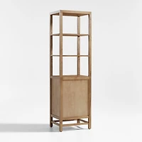 Blake 22" Light Brown Teak and Rattan Tall Storage Cabinet