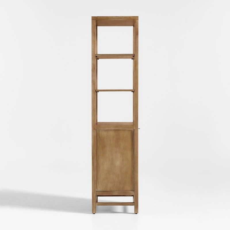 Blake 22" Light Brown Teak and Rattan Tall Storage Cabinet
