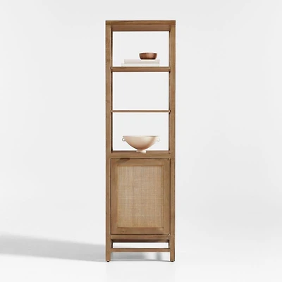 Blake 22" Light Brown Teak and Rattan Tall Storage Cabinet