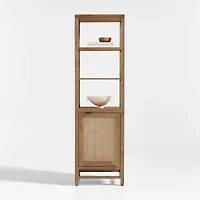 Blake 22" Light Brown Teak and Rattan Tall Storage Cabinet