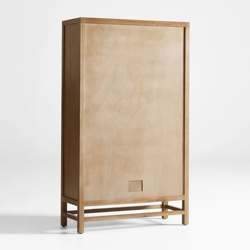 Blake 37" Light Brown Teak and Rattan 2-Door Storage Cabinet