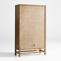 Blake 37" Light Brown Teak and Rattan 2-Door Storage Cabinet