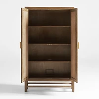 Blake 37" Light Brown Teak and Rattan 2-Door Storage Cabinet