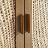 Blake 37" Light Brown Teak and Rattan 2-Door Storage Cabinet