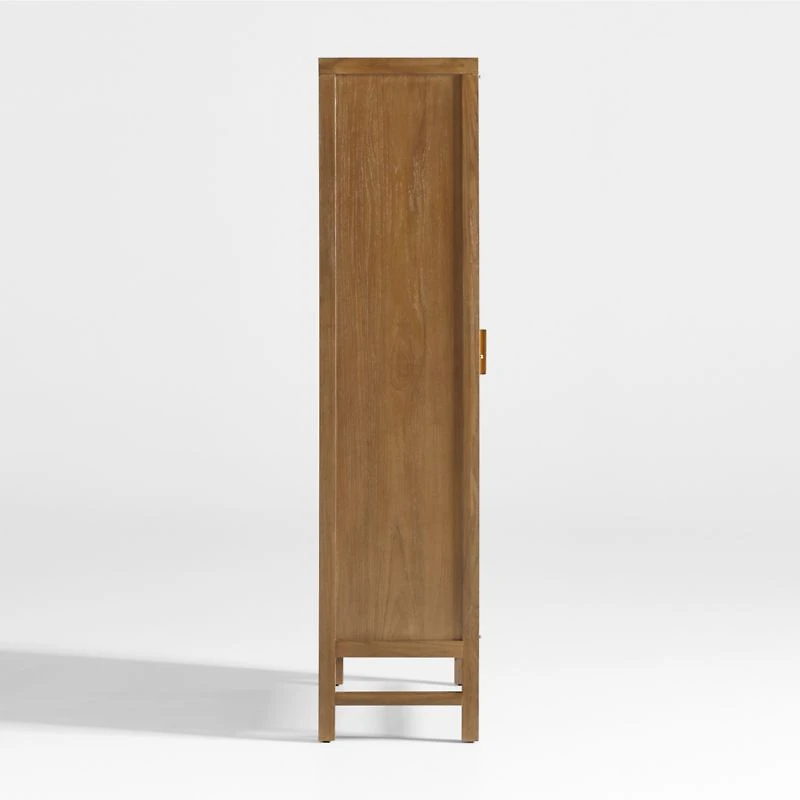 Blake 37" Light Brown Teak and Rattan 2-Door Storage Cabinet