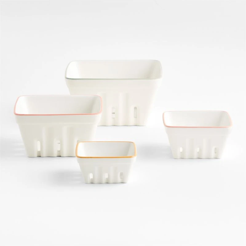 Bloom Ceramic Nesting Berry Box Colanders, Set of 4